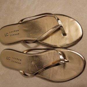 LC Lauren Conrad rose gold flip flops